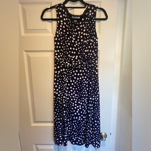 Dress Barn Size 4 Navy and White Polka Dot Dress